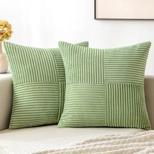 Vista 13 de MIULEE - Juego de 2 fundas de pana suave para cojines, diseño bohemio con parches texturizados unicolor, almohadones decorativos para sala de estar