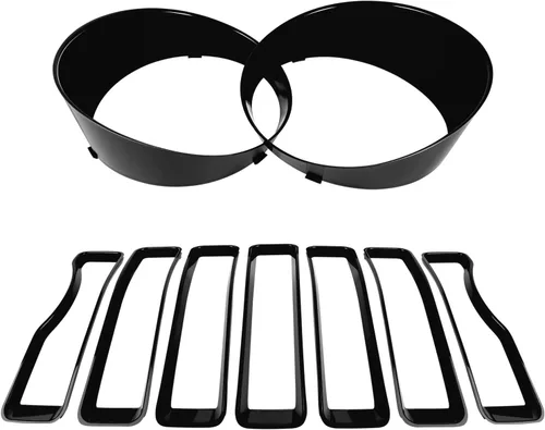 Vista 9 de Insertos de malla para rejilla delantera y cubierta de faros para Jeep Wrangler JL JLU Sport & Sport S Solo 2018-2023 Accesorios exteriores con clip