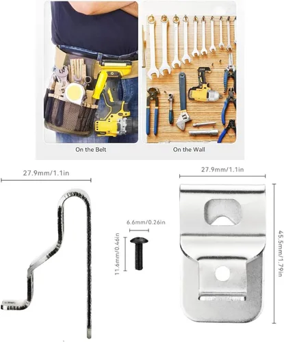 Vista 2 de Paquete de 12 clips de cinturón de acero inoxidable para herramientas eléctricas dewelt de 20 V - Compatible con DCD980, DCD980L2, DCD985, DCD985L2