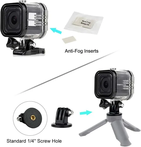 Vista 8 de Carcasa de buceo impermeable con accesorios de soporte para cámaras GoPro Hero 5/4/Session