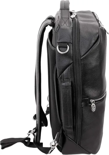 Vista 9 de McKlein U Series East Side Mochila para portátil, cuero negro (18875)
