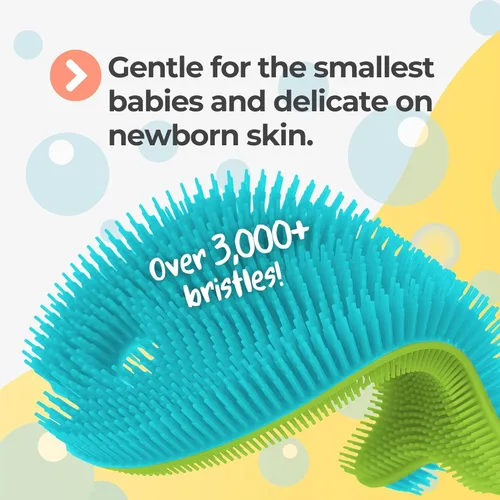 Vista 2 de Innobaby Bathin' Smart - Exfoliante de baño de silicona sensorial para bebés y niños pequeños, color verde aguamarina