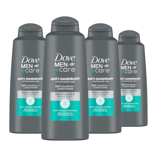 DOVE MEN + CARE Champú y acondicionador 2 en 1 Defensa contra la caspa, 4 unidades, 20.4 onzas