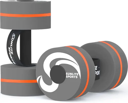Vista 2 de Sunlite Sports Water Weights Pool Exercise Dumbbells, Water Aerobic Equipment, High-Density EVA-Foam Dumbbell with Handle Strip, Aqua Therapy, Pool