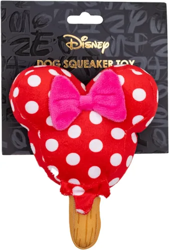 Vista 3 de Buckle-Down Juguete para perros de Disney, helado de Minnie Mouse con orejas y lazo rojo para mascotas, peluche