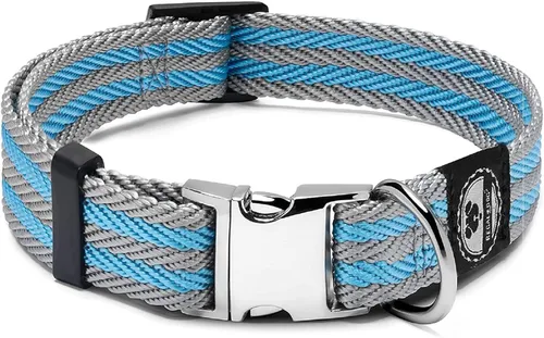 Regal Dog Products Collar grande para mascotas con hebilla grabada personalizada, collares de sarga duraderos para perros pequeños, collares para