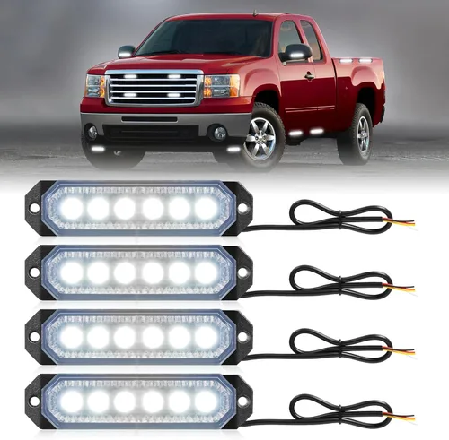 Vista 13 de HLauto Luces Estroboscópicas de Rejilla de Emergencia 406T: 4 Piezas de 6 LED con Función de Sincronización, Luz Intermitente de Advertencia