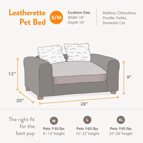 Vista 2 de Moots Sofá premium de cuero sintético para mascotas, carbón, pequeño, personalizable