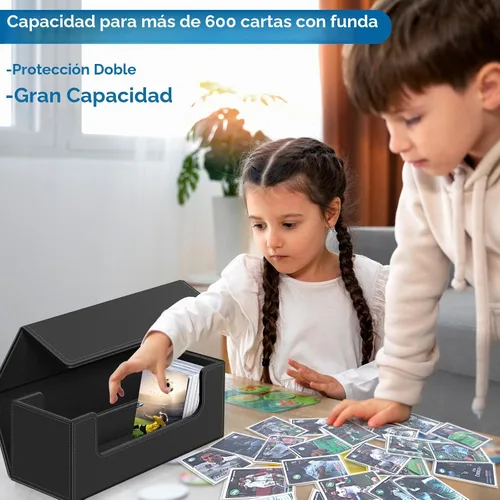 Vista 8 de Homthy Caja de almacenamiento de cubierta de 1200+ cartas para cartas de intercambio, caja de almacenamiento de cartas de cuero Commander con 1200+