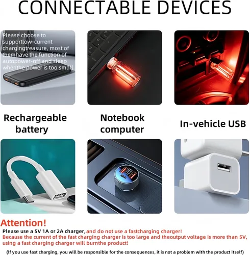 Vista 8 de Ilumina tu viaje con elegantes lámparas retro para automóvil: mini botella de vidrio portátil LED de luz nocturna – Enchufe USB LED luces