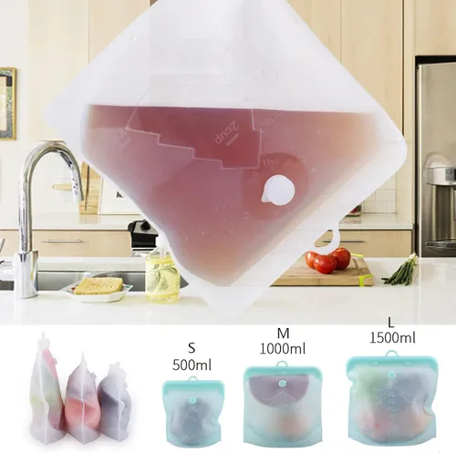 Vista 4 de Bolsa de almacenamiento de alimentos Ziplock, bolsas selladas frescas, bolsa de aperitivos reutilizable, bolsa de alimentos de silicona, bolsa