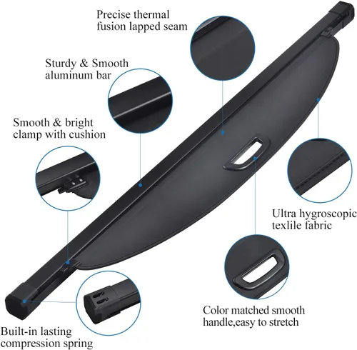 Vista 2 de Cubierta de seguridad para carga Compatible con Kia Telluride 2025 2024 2023 2022 2021 2020, pantalla de privacidad negra, retráctil