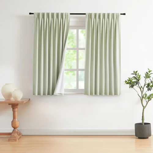 Vista 55 de Vision Home Cortinas marrones con pliegues pinzados, opacas completas, cortinas de ventana de lino mezclado para oscurecer la habitación, cortinas