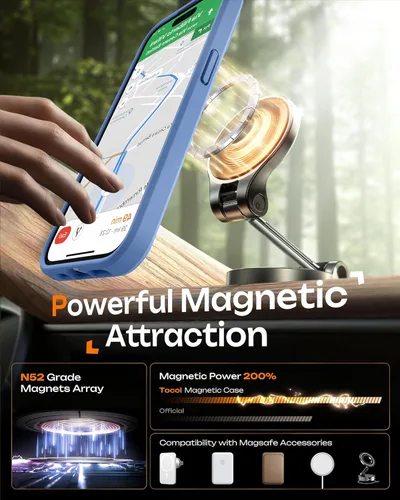 Vista 500 de TOCOL Funda para iPhone 11, compatible con Magsafe, protección completa de cámara, imanes integrados, protección contra caídas, funda translúcida