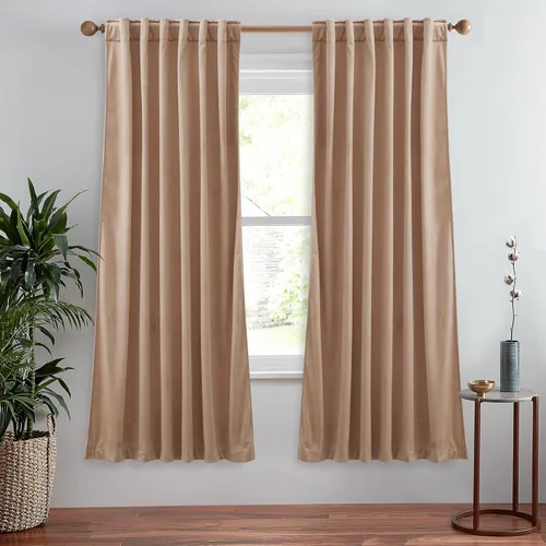 Vista 77 de StangH Cortinas de Terciopelo 42x84 pulgadas Beige Camello Oscurecedoras Resistentes al Calor Cobertura de Ventana Aplastadas Decoración del Hogar