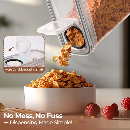 Vista 5 de ComSaf Juego de recipientes de almacenamiento de cereales (6.3 litros/6.7 cuartos de galón), almacenamiento hermético de alimentos con tapas