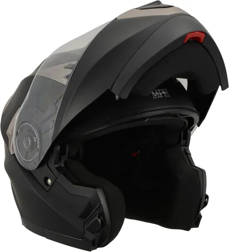 Vista 5 de Milwaukee Performance Helmets MPH9804DOT Matte Black Modular Racing Helmet w/ Drop Down Visor