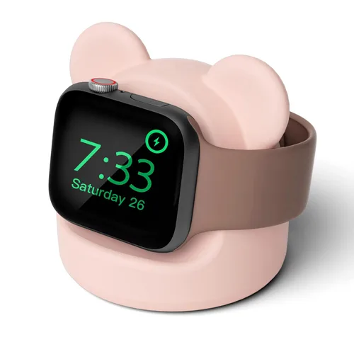 AFOOYO Bear - Soporte de carga de silicona para Apple Watch Series Ultra2/Ultra/10/9/8/SE2/7/6/SE/5/4/3/2/1 (49/46/45/44/42/41/40/1.496 in), base de