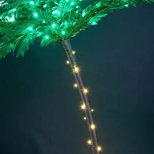 Vista 8 de Lightshare Palmera de 5 pies con 96 luces LED, decoración artificial para Tiki Bar al aire libre, patio, porche, piscina, Navidad
