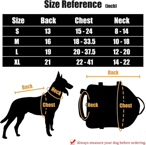 Vista 4 de AIWAI Arnés táctico para perro con bolsas, arnés de chaleco para perros grandes y medianos, arnés militar ajustable sin tirones con asa, caminar