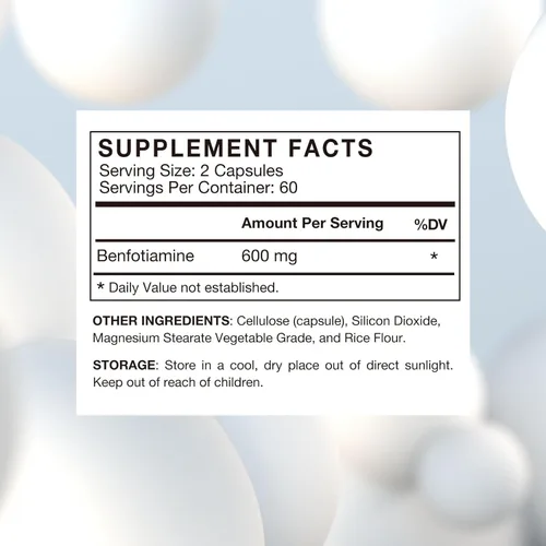 Vista 3 de VHC Suplemento de vitamina B1 Benfotiamina de 600 mg - 5 veces soluble en grasa tiamina vitamina B1 - Max Boost biodisponible tiamina B1 Niveles