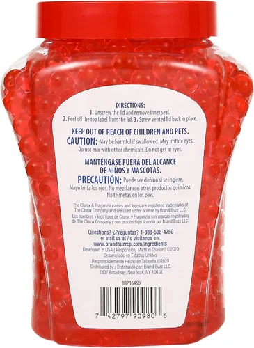 Vista 4 de Clorox - Aromatizante en perlas de cristal Fraganzia; perlas aromáticas de gel para hogar o automóvil, refrescantes de ambientes, Explosión