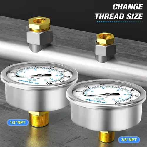 Vista 79 de MEANLIN MEASURE - Vacuómetro de presión de vacío de acero inoxidable, esfera con cara de 2.5 pulgadas, NPT de 1/8 de pulgada, montaje trasero