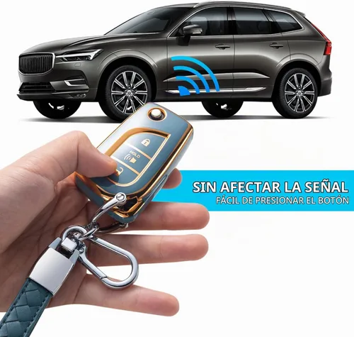 Vista 6 de Funda para llavero Toyota con cordón de cuero, funda protectora para llave de automóvil para Toyota Avalon Camry Corolla RAV4, protector de control