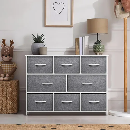 Vista 39 de Sorbus Cómoda con 8 cajones - Mueble para almacenar ropa para niño, para dormitorio, pasillo, clóset, oficina – Marco de acero, parte superior