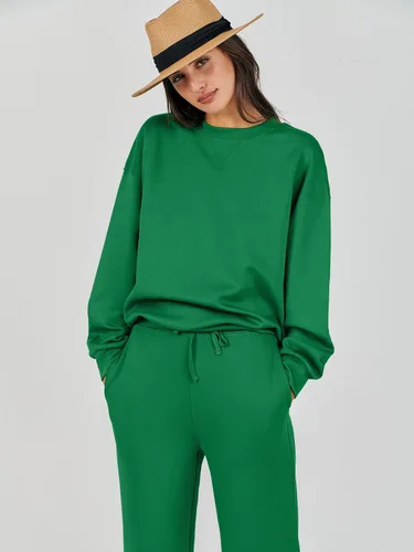 Vista 6 de Caracilia Conjunto de dos piezas para mujer, sudadera de manga larga con cuello redondo y pantalones deportivos