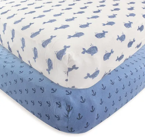Vista 43 de Hudson Baby Sábana bajera ajustable unisex de algodón para cuna, diseño de animales de granja para niños, talla única