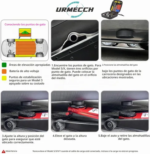 Vista 5 de Almohadilla de elevación para Tesla modelo 3/Y/S/X, 4 unidades de almohadillas de goma adaptador de almohadilla de goma para chasis, adaptador Básico