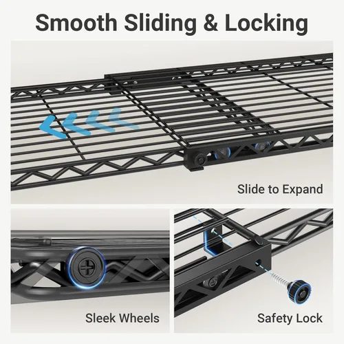 Vista 4 de VIPEK X30 Perchero extensible ajustable de 5 pies a 6 pies 11 pulgadas, capacidad de 950 libras, armario portátil resistente con 4 barras de Negro