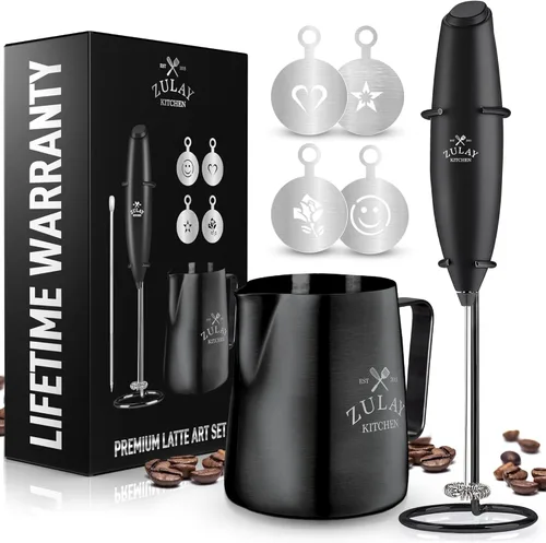 Vista 13 de Zulay Kitchen Executive Series Espumador de Leche de Regalo de Lujo – Batidor de Espuma Eléctrico de Mano para Café, Lattes y Chocolate Caliente