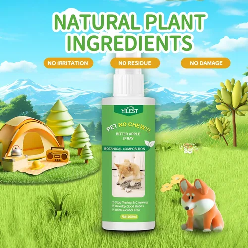 Vista 2 de Spray sin masticar para perros – Spray de manzana amarga para perros para dejar de masticar muebles – Zapatos, evita lamer vendajes, spray seguro