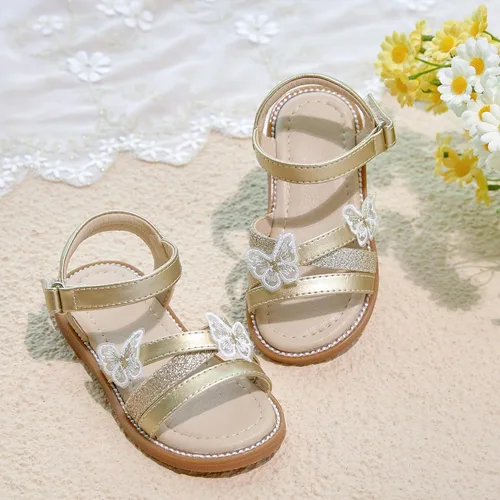 Vista 5 de Otter MOMO - Sandalias de verano para niñas con puntera abierta, sandalias planas de princesa con suela cómoda