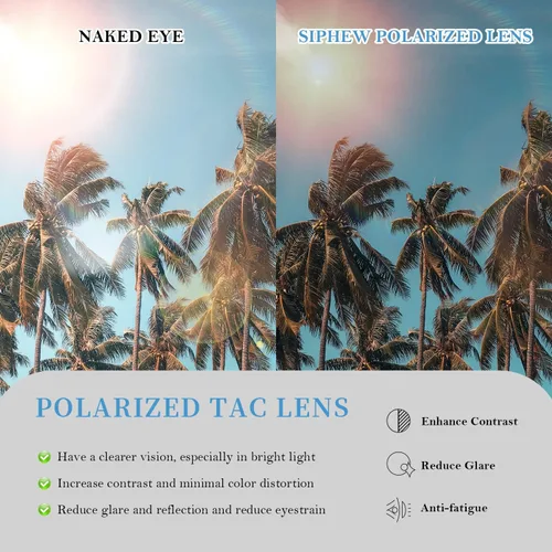 Vista 6 de SIPHEW Gafas de sol polarizadas para mujer, gafas de sol cuadradas clásicas para mujer con protección UV