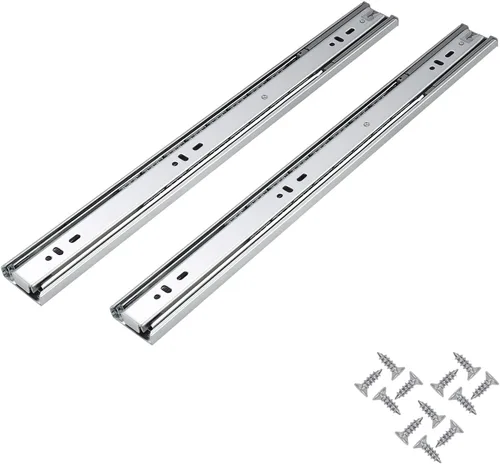Vista 11 de Knobonly 1 par de correderas de cajón de montaje lateral de 12 pulgadas, rodamiento de bolas de cierre suave plateado para gabinete de cocina