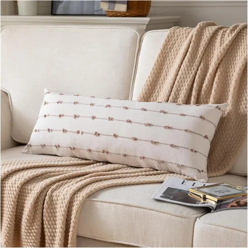 Vista 25 de Caflife Fundas de Almohada Decorativas Boho 18x18 pulgadas Beige y Negro, Juego de 2 Fundas de Almohada Decorativas Modernas Estilo Granja para Sofá