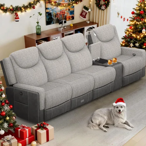 Vista 10 de Dresegmt Juego de sofá reclinable manual de dos plazas, sofá reclinable de 2 plazas con consola de almacenamiento y silla reclinable individual