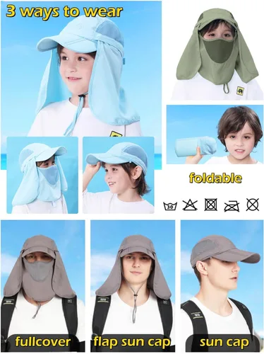 Vista 5 de LLmoway Sombrero de pesca con protección solar para hombre, mujer, niños, safari, de secado rápido