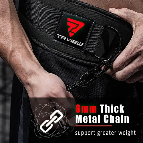 Vista 4 de Cinturón de inmersión resistente con cadena, cinturón de dominadas con peso para entrenamiento