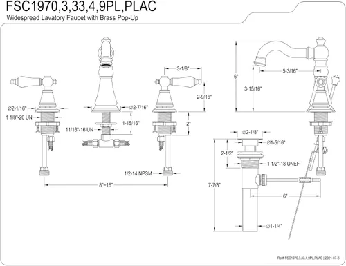 Vista 8 de Kingston Brass FSC197PLAC - Grifo de baño clásico inglés, 8 x 5.19 x 6, cobre antiguo