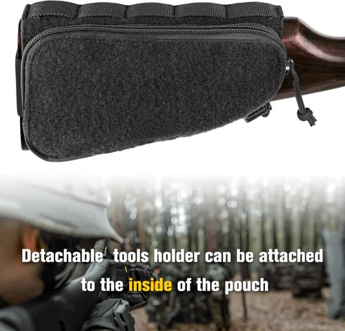 Vista 3 de PETAC GEAR Rifle táctico Buttstock Pack/soporte de carcasa ajustable bolsa de descanso mejillas para acción prolongada..