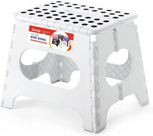 Vista 46 de ACSTEP Taburete plegable de 13 pulgadas, soporta hasta 300 libras, el taburete plegable ligero y antideslizante es lo suficientemente resistente