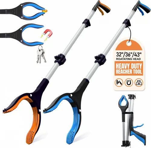 Vista 8 de Paquete de 2 herramientas de agarre de 32 pulgadas, herramienta de recogida sin esfuerzo, herramienta de agarre resistente, recogedor de basura