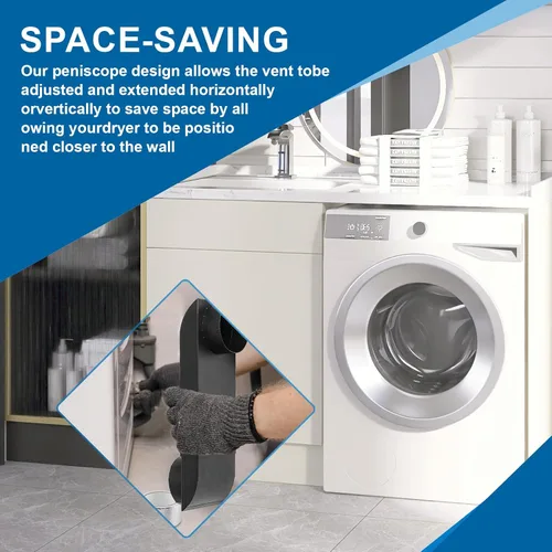 Vista 5 de Periscopio de ventilación ajustable para secadora de 12 a 19 pulgadas, conducto de ventilación telescópico para espacios reducidos, adaptador