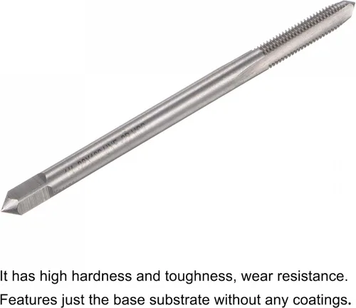 Vista 4 de uxcell Machos de fresado de rosca, 1/4-28 UNF de acero de alta velocidad (HSS) 3 flautas rectas, rosca roscada, 4 pulgadas de longitud (extra largo)