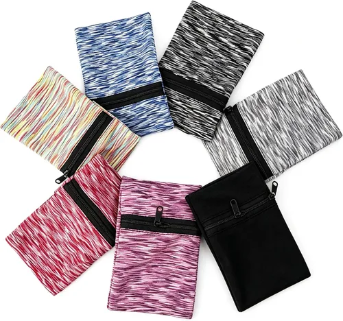 Vista 5 de Cartera de muñeca de 1 bolsillo para teléfono celular, cartera de tobillo, bandas para el sudor, brazalete, bolsa oculta, cartera de muñeca