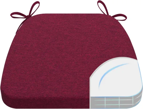 Vista 21 de AAAAAcessories - Cojines para silla en forma de D, 2" de espesor, almohadillas para sillas de comedor con lazos y removibles, cubierta lavable a